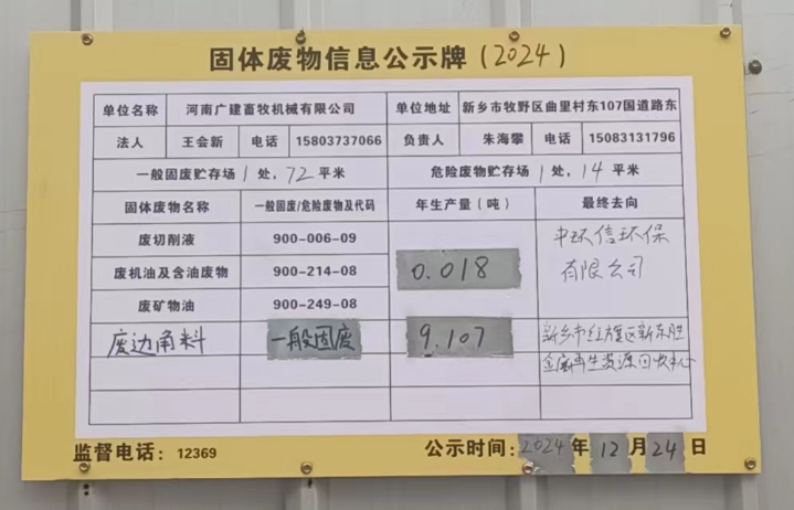 2024年度危險(xiǎn)廢物污染環(huán)境防治信息公示